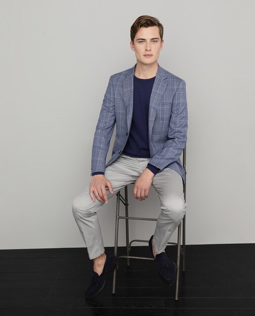 Blazer da coleção Business regular príncipe de gales azul de homem Blazer da coleção Business regular príncipe de gales azul de homem