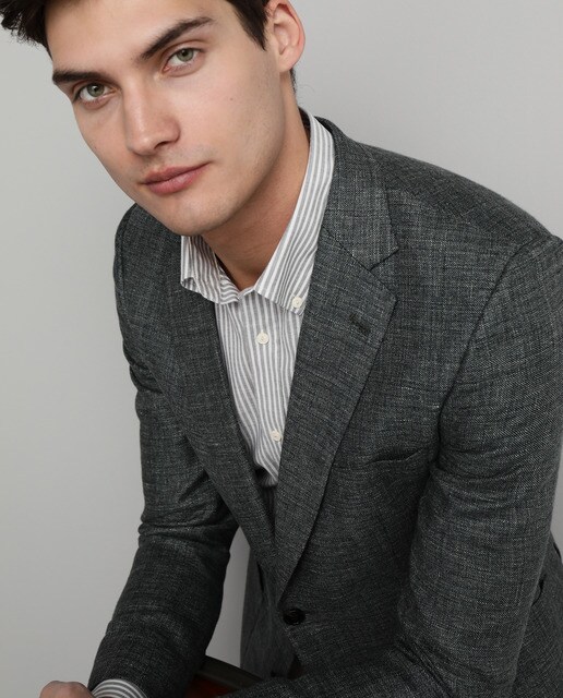 Blazer regular de saco verde aos quadrados de homem Blazer regular de saco verde aos quadrados de homem