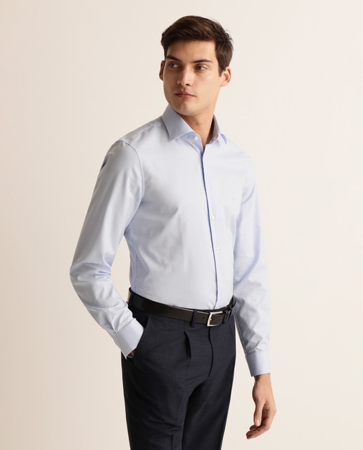 Camisa formal Fácil de Engomar regular estampada azul