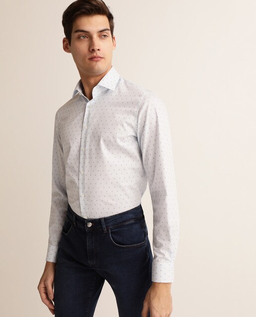 Camisa formal Fácil de Engomar regular estampada azul