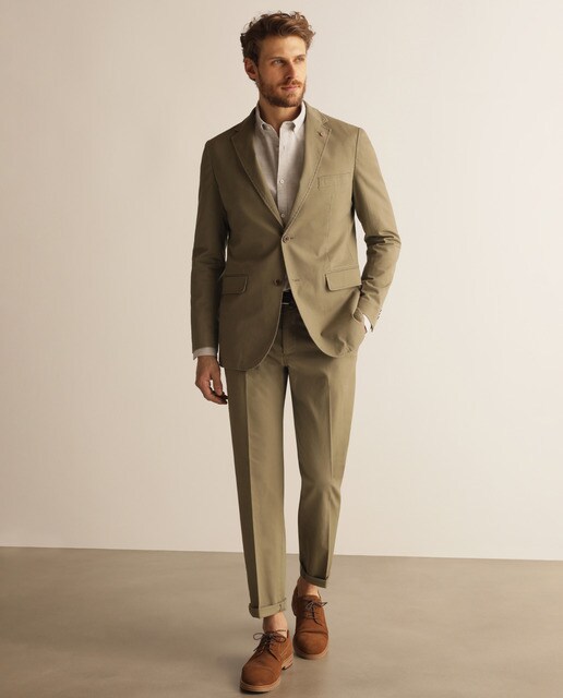 Blazer regular liso verde de homem Blazer regular liso verde de homem