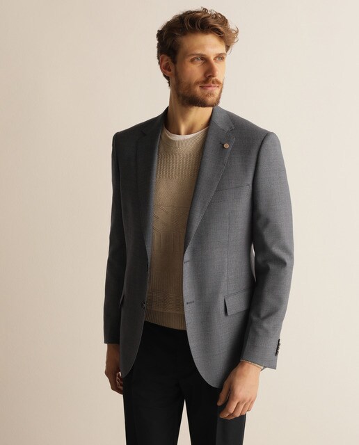 Blazer classic azul de homem com microestrutura Blazer classic azul de homem com microestrutura