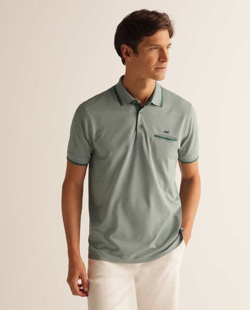 Pólo oxford clássico verde com manga curta