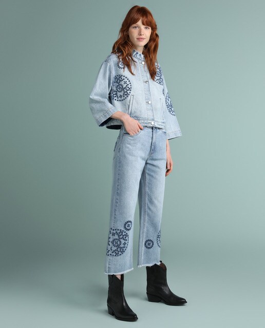 Jeans straight cropped de mulher