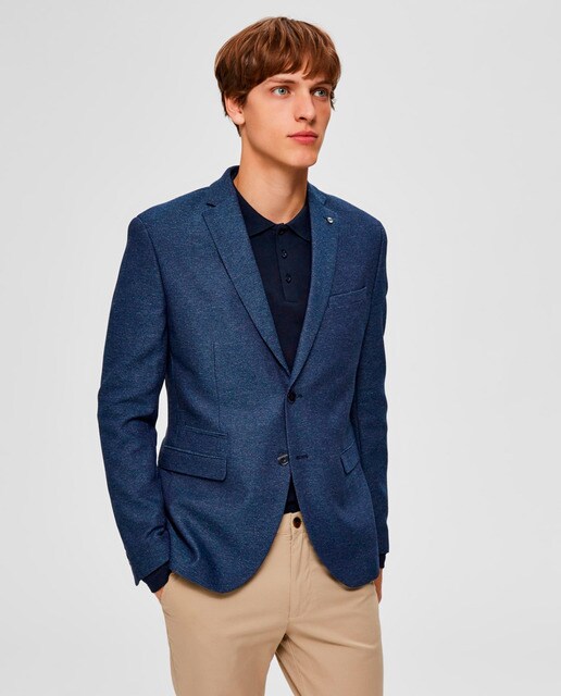 Blazer slim de homem azul-marinho Blazer slim de homem azul-marinho