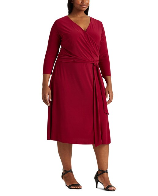 Vestido liso tamanhos grandes com manga 3/4