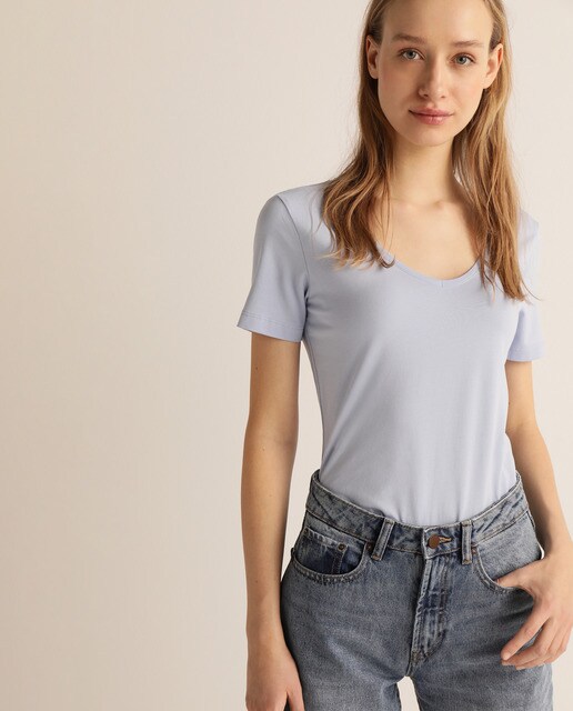 T-shirt básica de mulher de manga curta