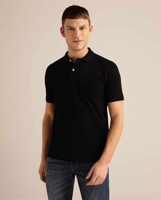 Pólo regular preto de homem com manga curta