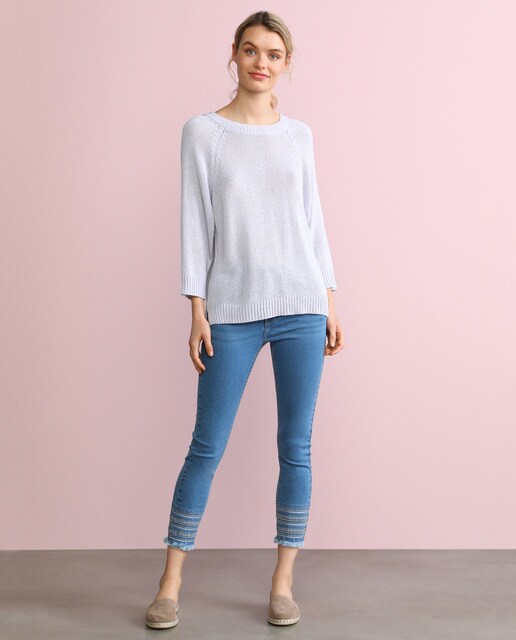 Jeans skinny de 5 bolsos com bordado