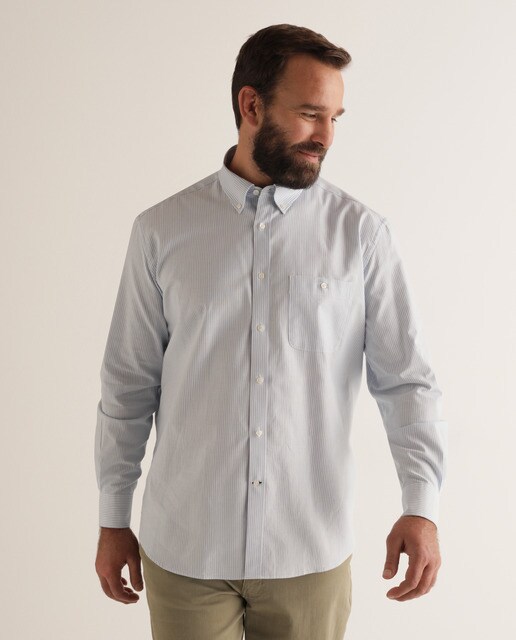 Classic-Fit Blue Striped Oxford Shirt 