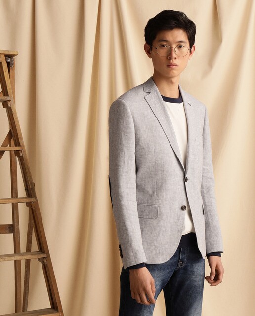 Blazer de linho slim cinzento Blazer de linho slim cinzento