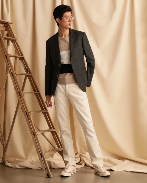 Blazer de linho slim verde-escuro Blazer de linho slim verde-escuro