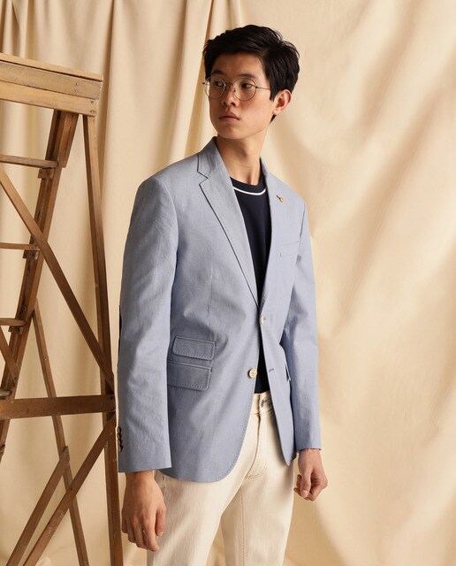 Blazer Oxford slim azul-claro Blazer Oxford slim azul-claro