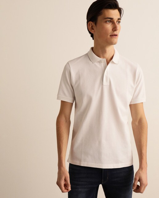 Pólo regular de manga curta de homem branco