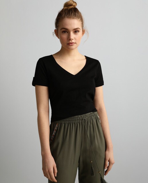 T-shirt de mulher 100% algodão com manga curta