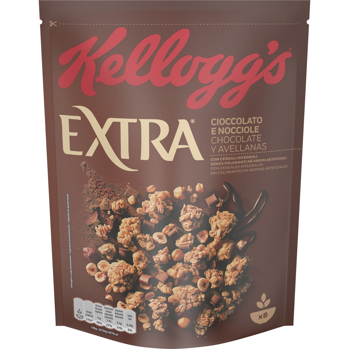 Crujientes Cereales De Desayuno Con Chocolate Y Avellanas Bolsa 375 G