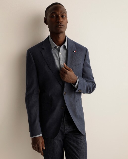 textured blue blazer