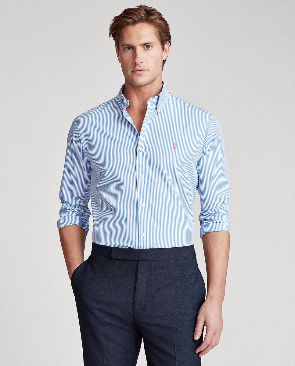 Chemise En Popeline Homme Slim Ray E Bleue Polo Ralph Lauren Mode