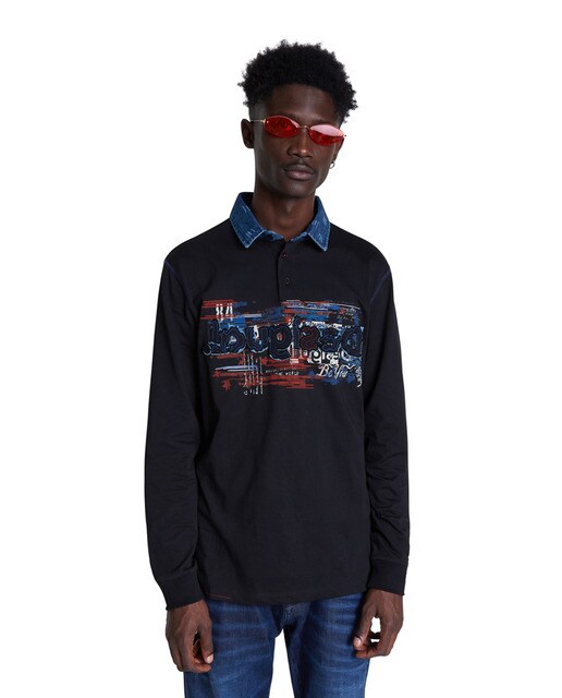 navy polo with jeans