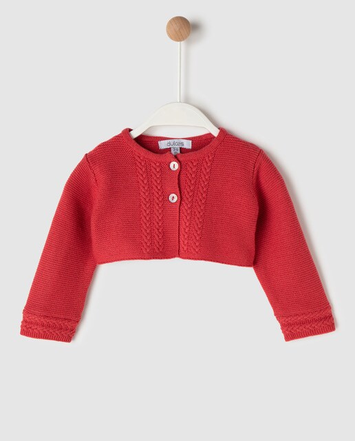 girls red cardigan