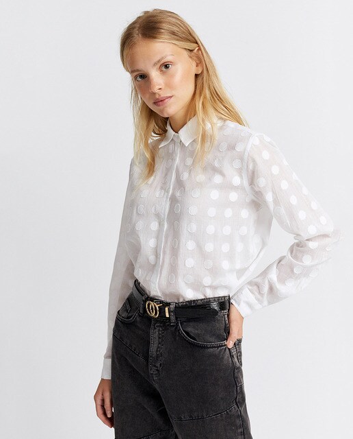 Women's long sleeve Swiss dot shirt 