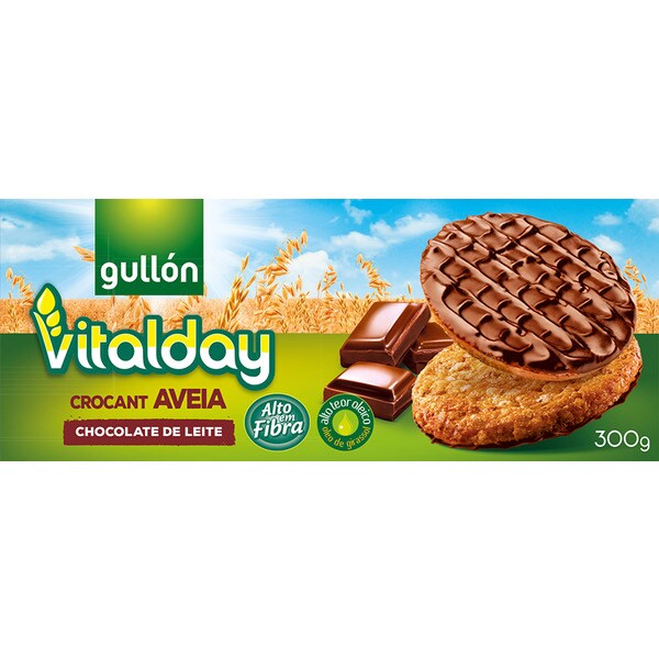 Bolachas Crocantes De Aveia Vitalday Cobertas Chocolate De Leite