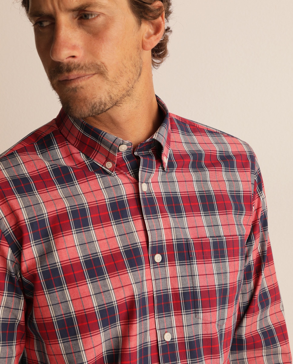Camisa de hombre algodón cuadro tartán