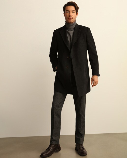 mens grey herringbone coat