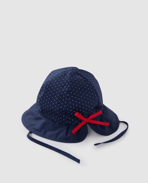 Baby girls' navy polka dot hat 