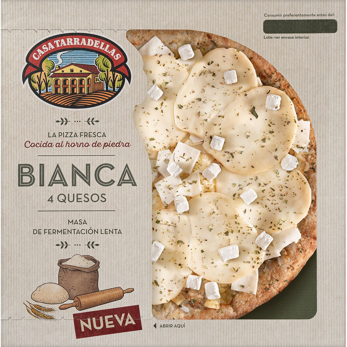 Comprar pizza bianca 4 quesos con fermentación lenta envase 400 g