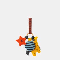 bbest multicoloured organic cotton and wood jungle rattle