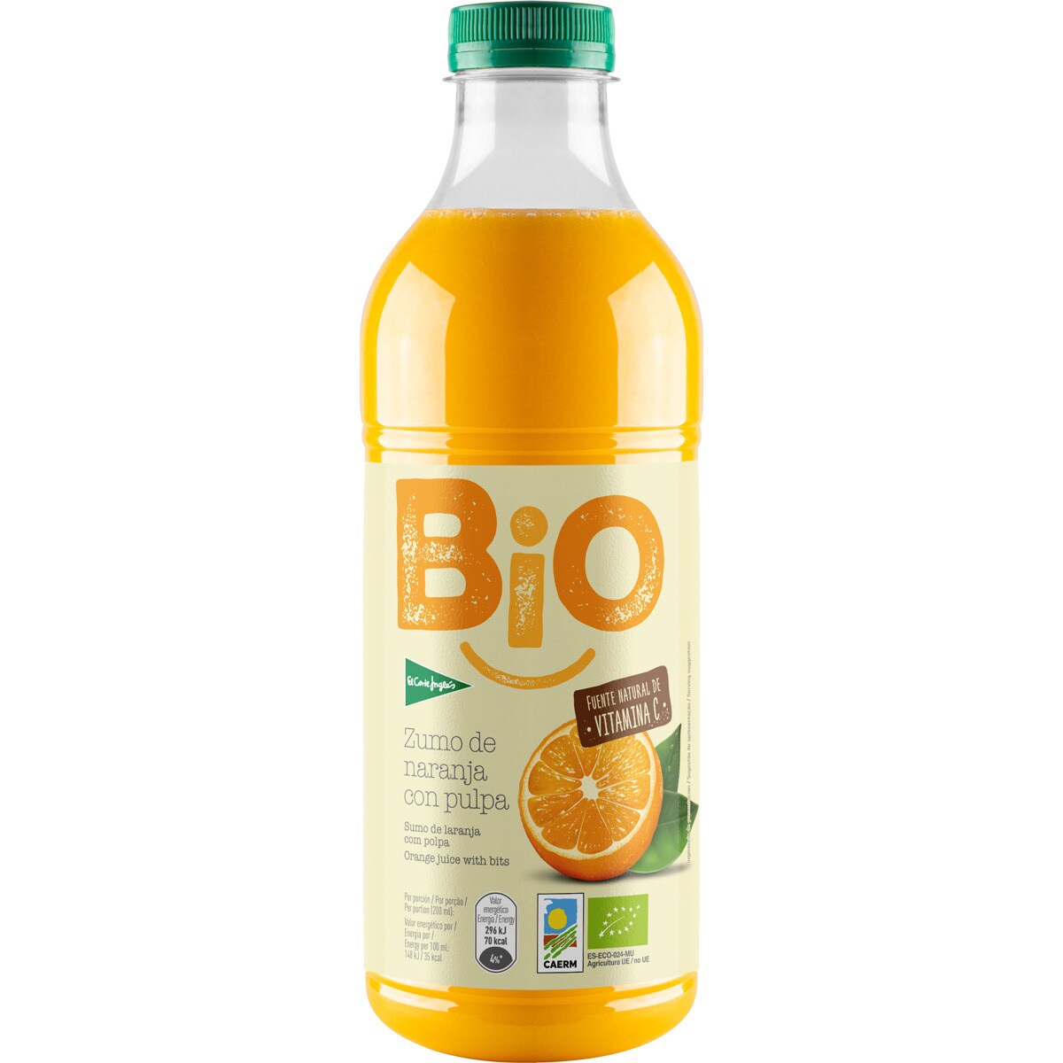 Zumo de naranja con pulpa ecológico botella 1 l EL CORTE INGLES BIO