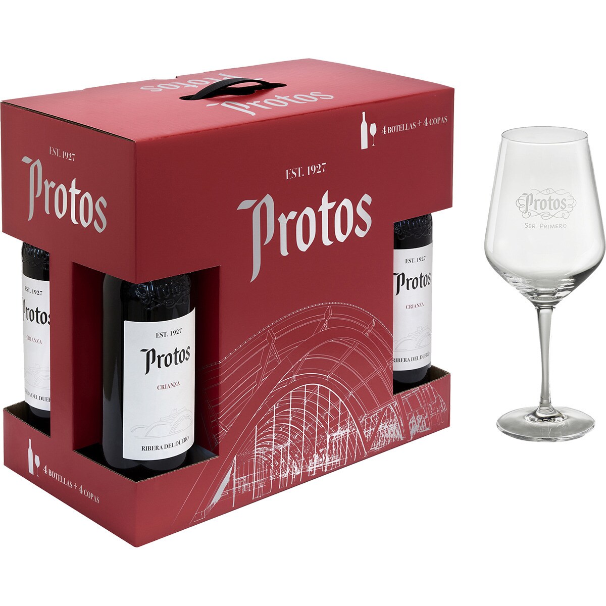 Vino Tinto Crianza DO Ribera Del Duero Caja 4 Botellas 75 Cl 4 Copas