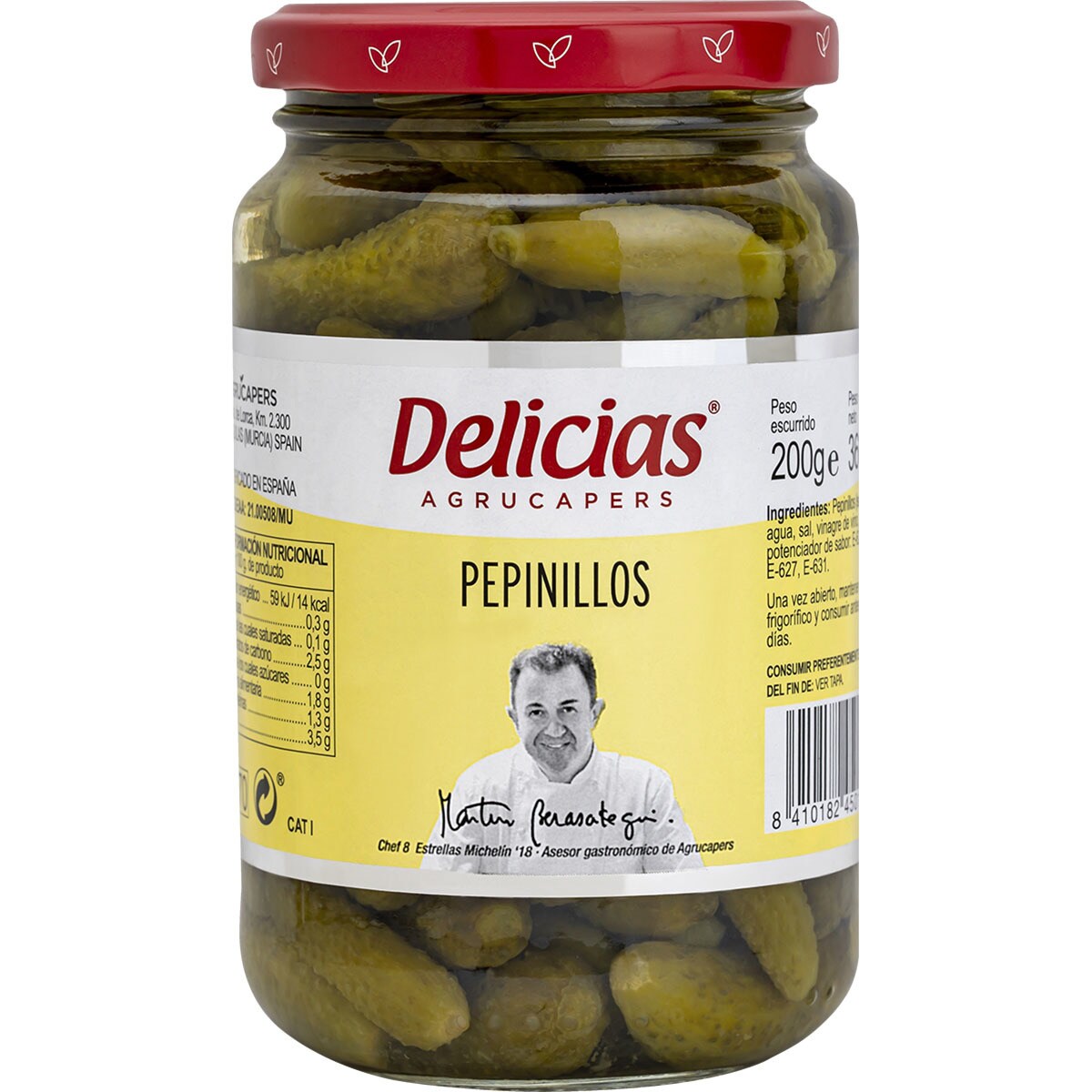 Pepinillos Extrafinos En Vinagre Frasco G Neto Escurrido Delicias