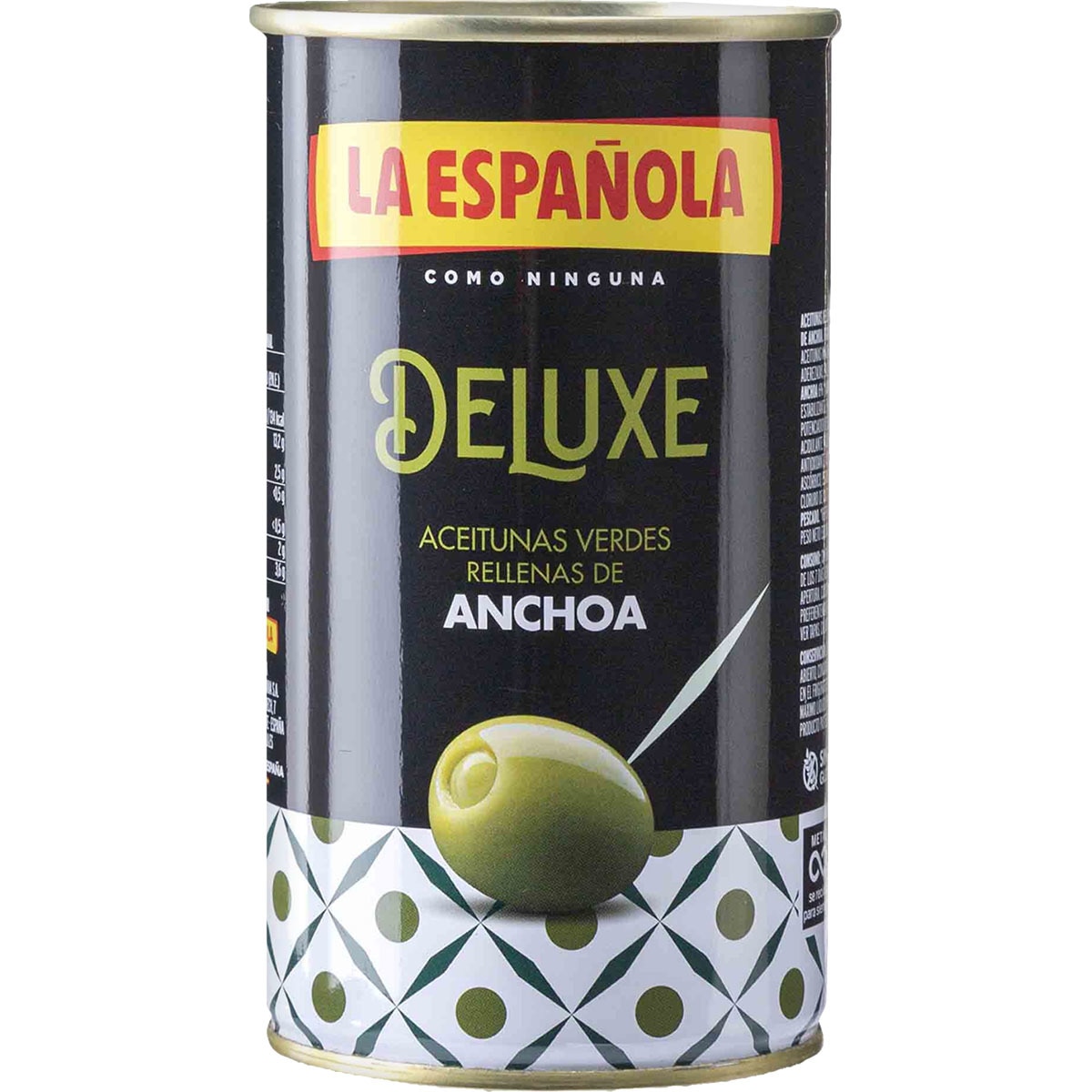 Aceitunas Rellenas De Anchoa Deluxe Lata 150 G Neto Escurrido LA