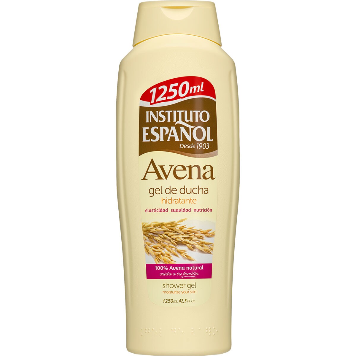 Gel de baño hidratante de avena botella 1250 ml formato familiar