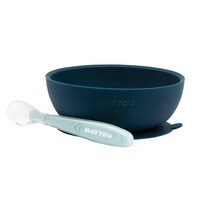 Nattou blue silicon bowl and spoon set