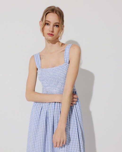 Midi dress with wide straps · Women's 