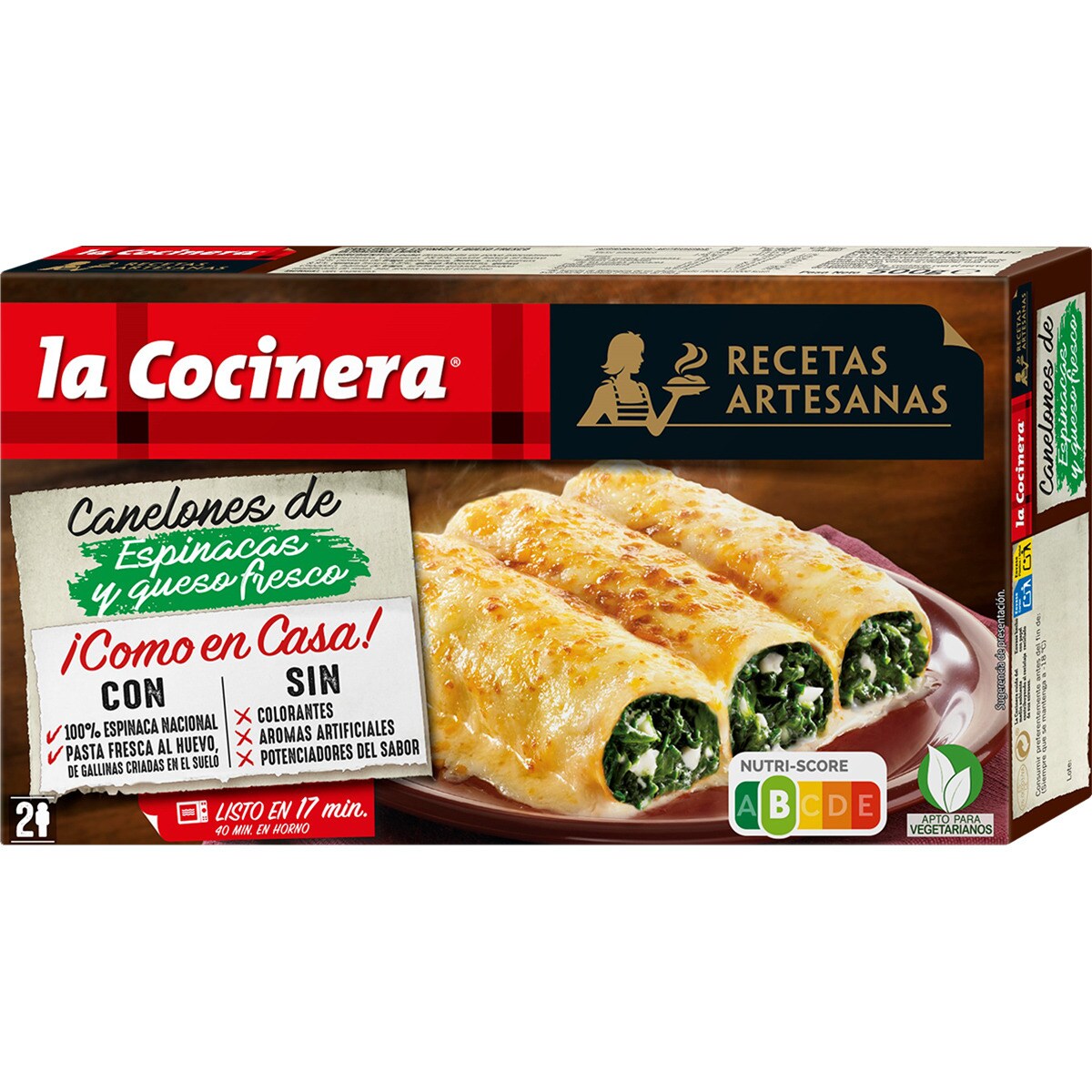 Canelones De Espinaca Y Queso Fresco 2 Raciones Estuche 500 G LA