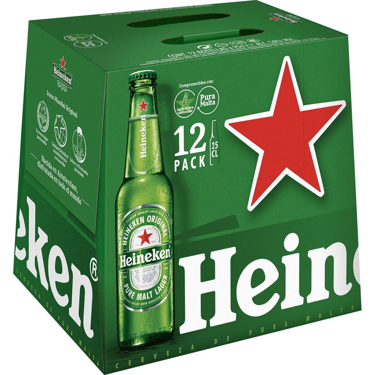 Cerveza Rubia Lager Holandesa Pack 12 Botellas 25 Cl HEINEKEN