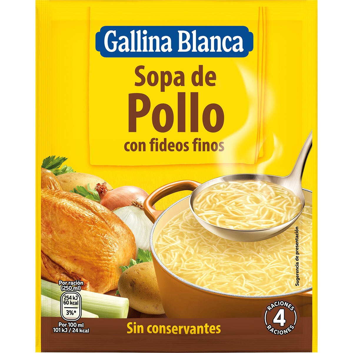 Sopa De Pollo Con Fideos Finos Sobre 71 G GALLINA BLANCA