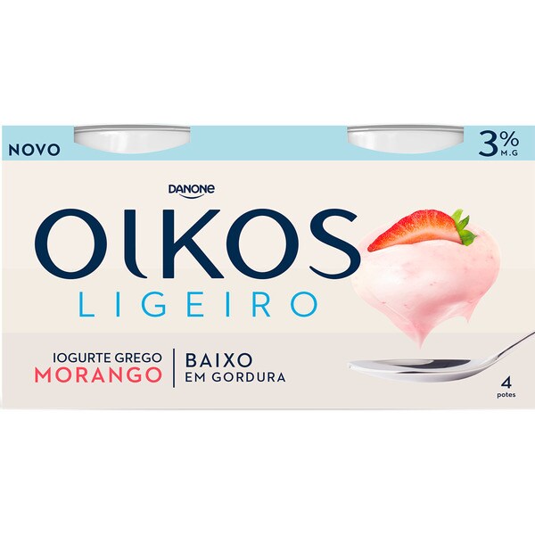 Iogurte Ligeiro de Morango Pack 4 unidades embalagem 100 g