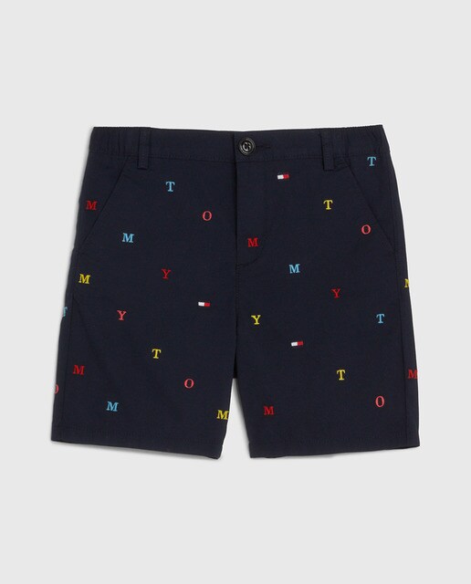Baby boys' shorts with embroidered Tommy print