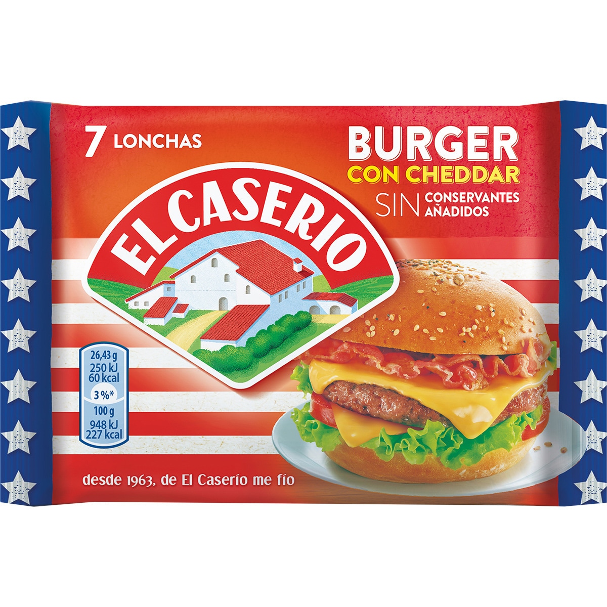 Queso Fundido Cheddar Especial Burger En Lonchas Unidades Envase