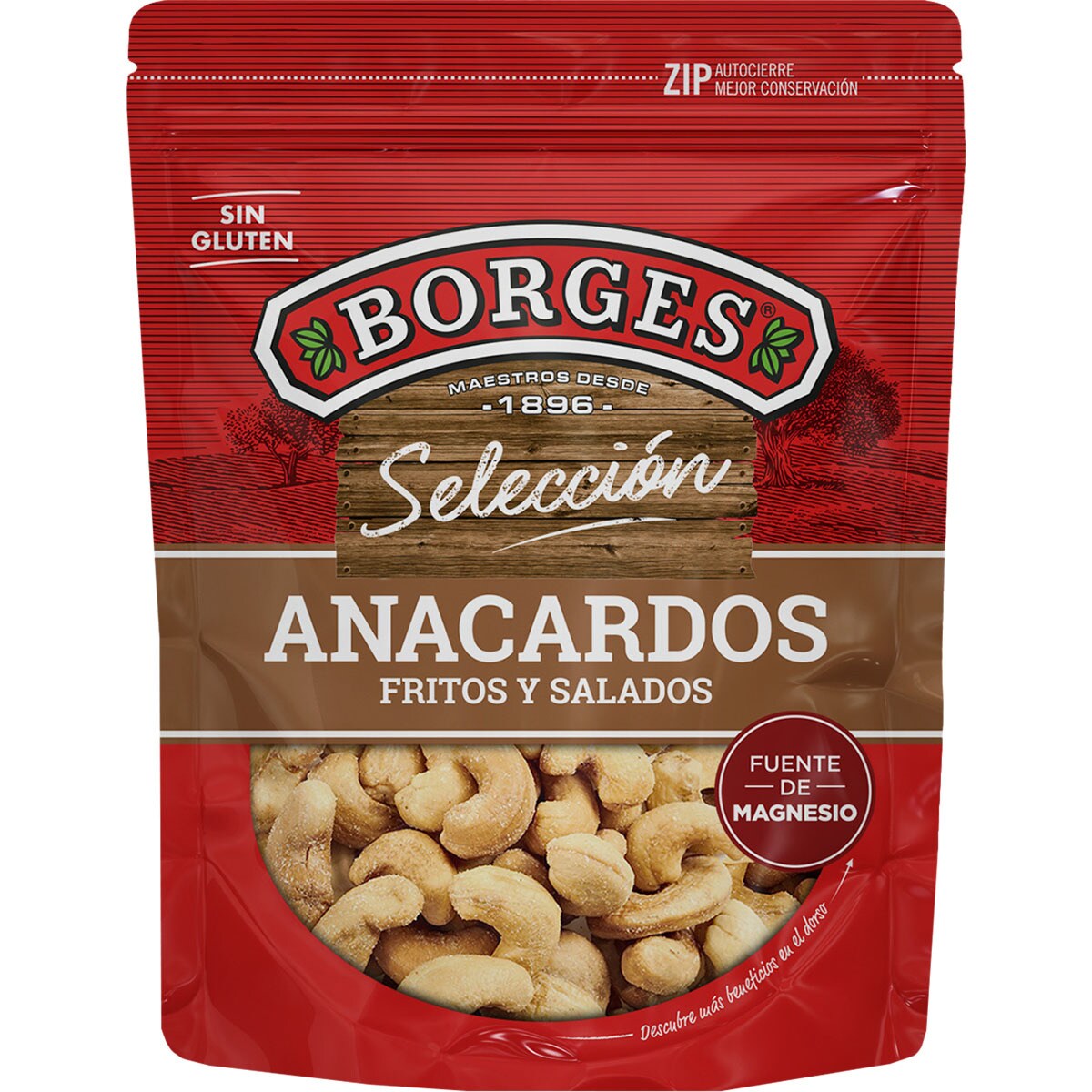 Anacardos Fritos Y Salados Sin Gluten Bolsa 80 G BORGES SELECCION