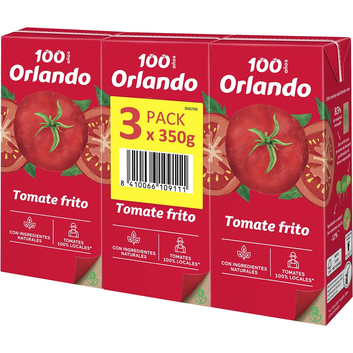 Tomate Frito Sin Gluten Pack 3 Envase 350 G ORLANDO Supermercado El