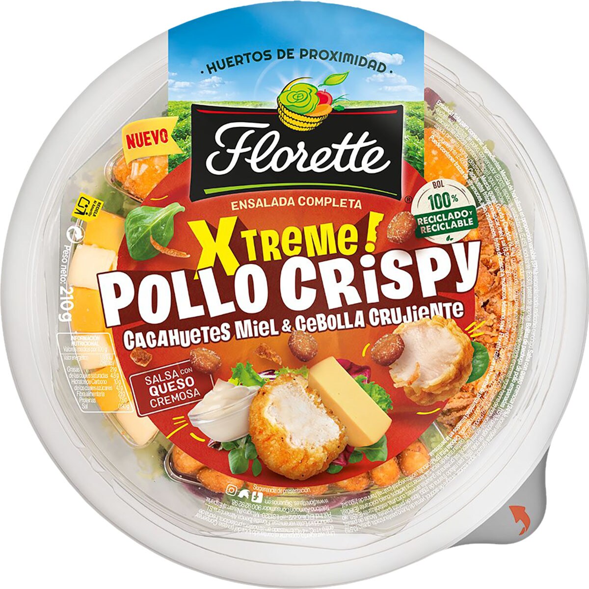 Ensalada Completa Xtreme Pollo Crispy Cacahuetes Miel Y Cebolla