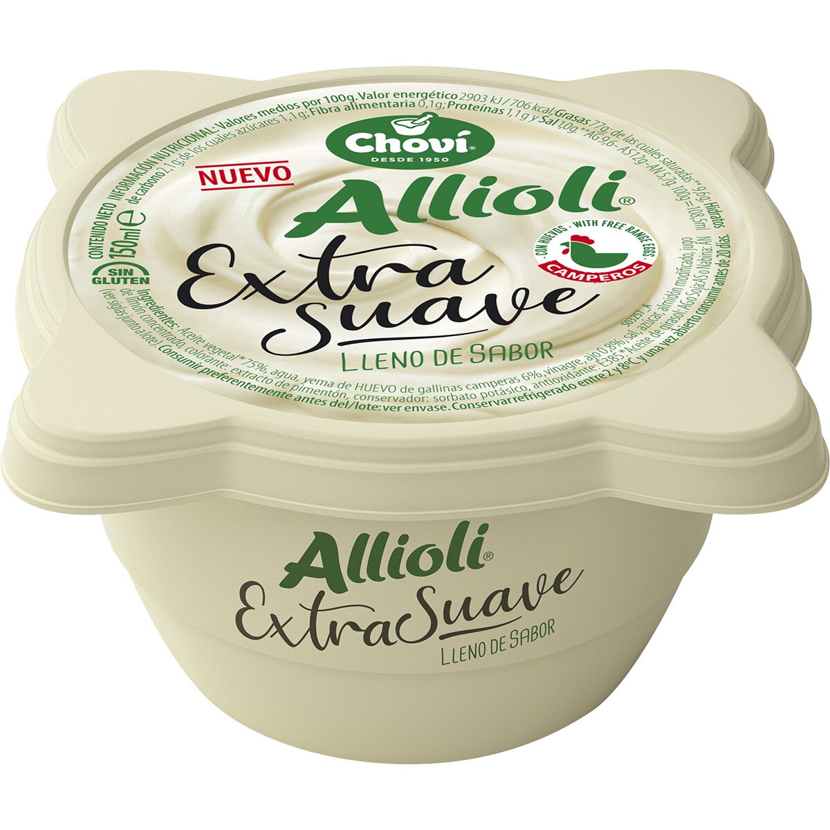 Salsa Fresca Alioli Extra Suave Envase 150 Ml Sin Gluten CHOVI