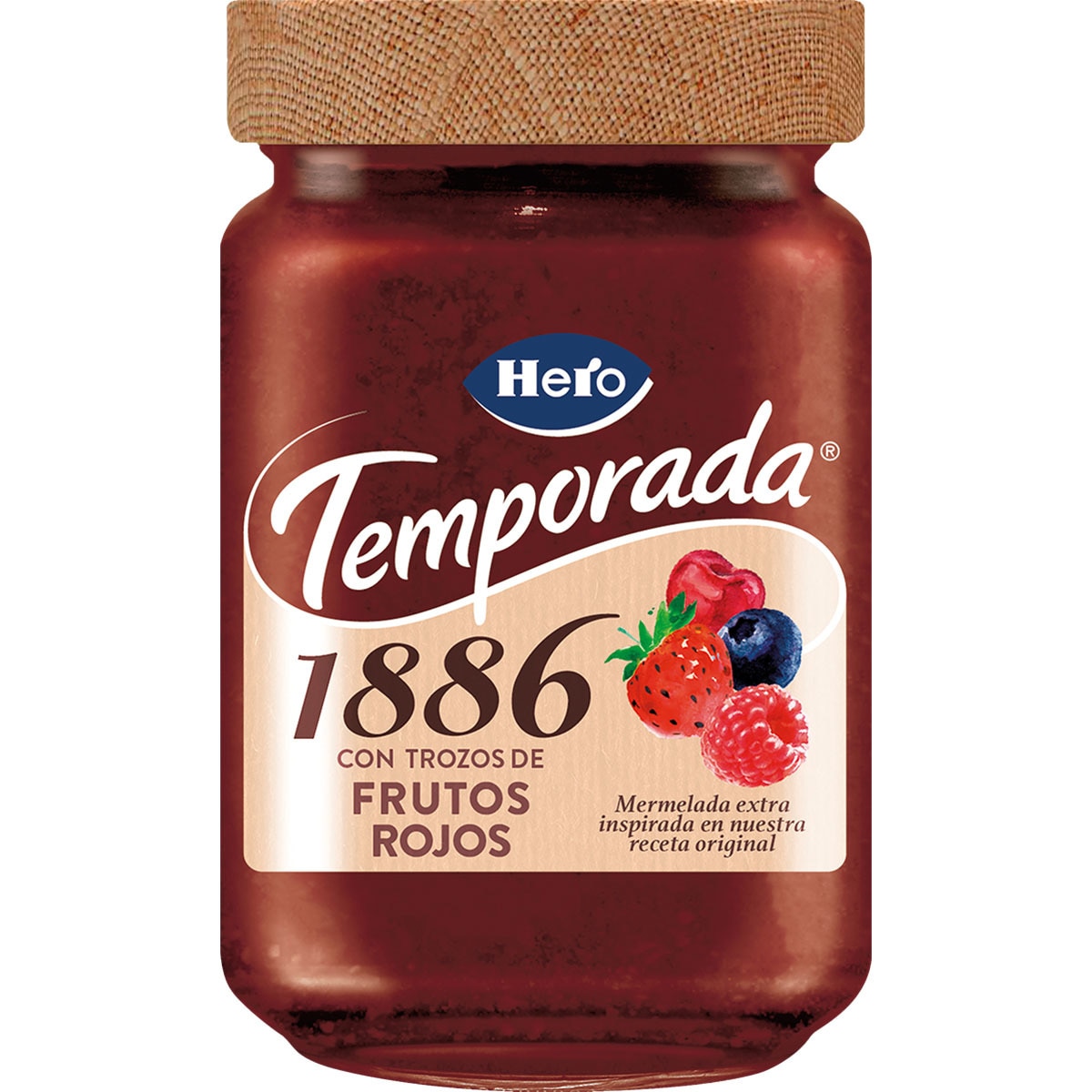 1886 Mermelada Con Trozos Frutos Rojos De Temporada Frasco 290 G HERO