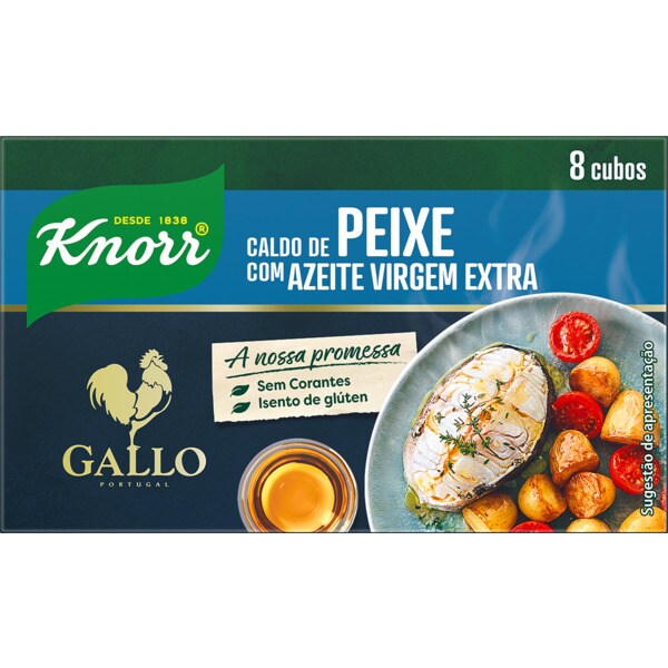 Caldo De Peixe Azeite Virgem Extra 8 Cubos Embalagem 80 G Knorr